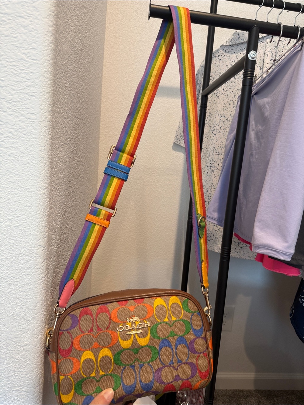 Coach Rainbow Signature Crossbody Bag - Brown Multicolor